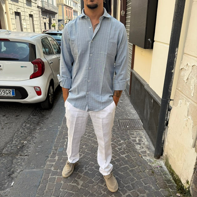 CAMICIA IN LINO A RIGHE