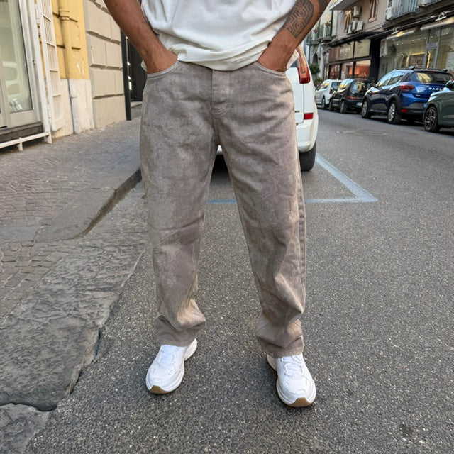 JEANS BAGGY SOLDIER DRILL LASER BEIGE