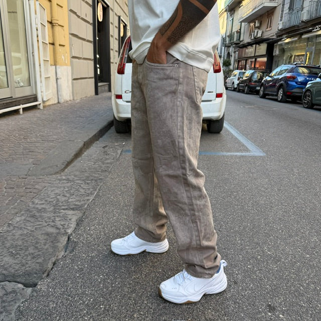 JEANS BAGGY SOLDIER DRILL LASER BEIGE