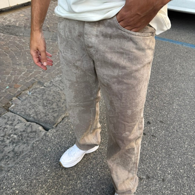 JEANS BAGGY SOLDIER DRILL LASER BEIGE