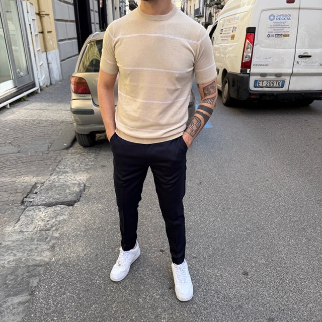 T-SHIRT IN FILO A RIGHE PRIMO EMPORIO