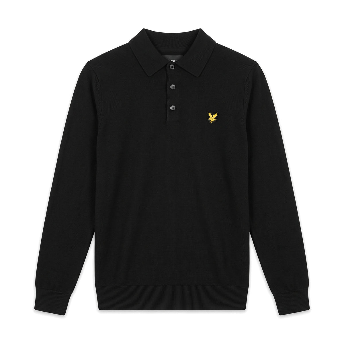 Maglia polo a maniche lunghe nera Lyle & Scott – vista frontale