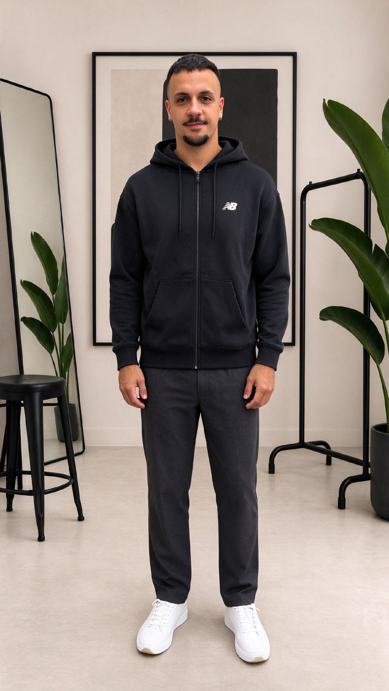 FELPA CON ZIP E CAPPUCCIO NEW BALANCE